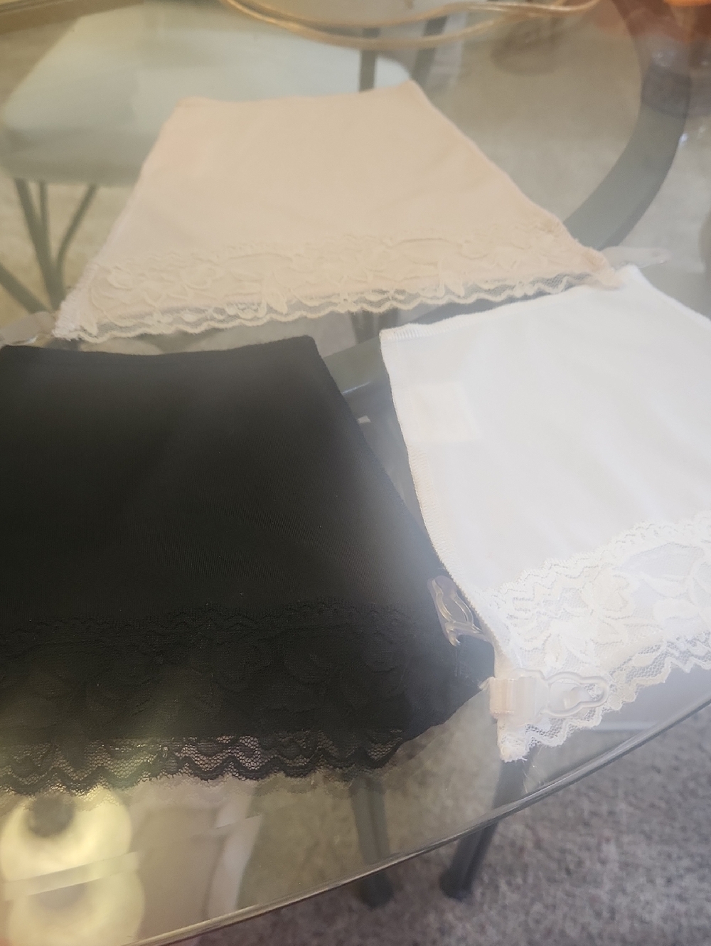 Lace Trim Slip Extenders Trio - Black, White, Nude